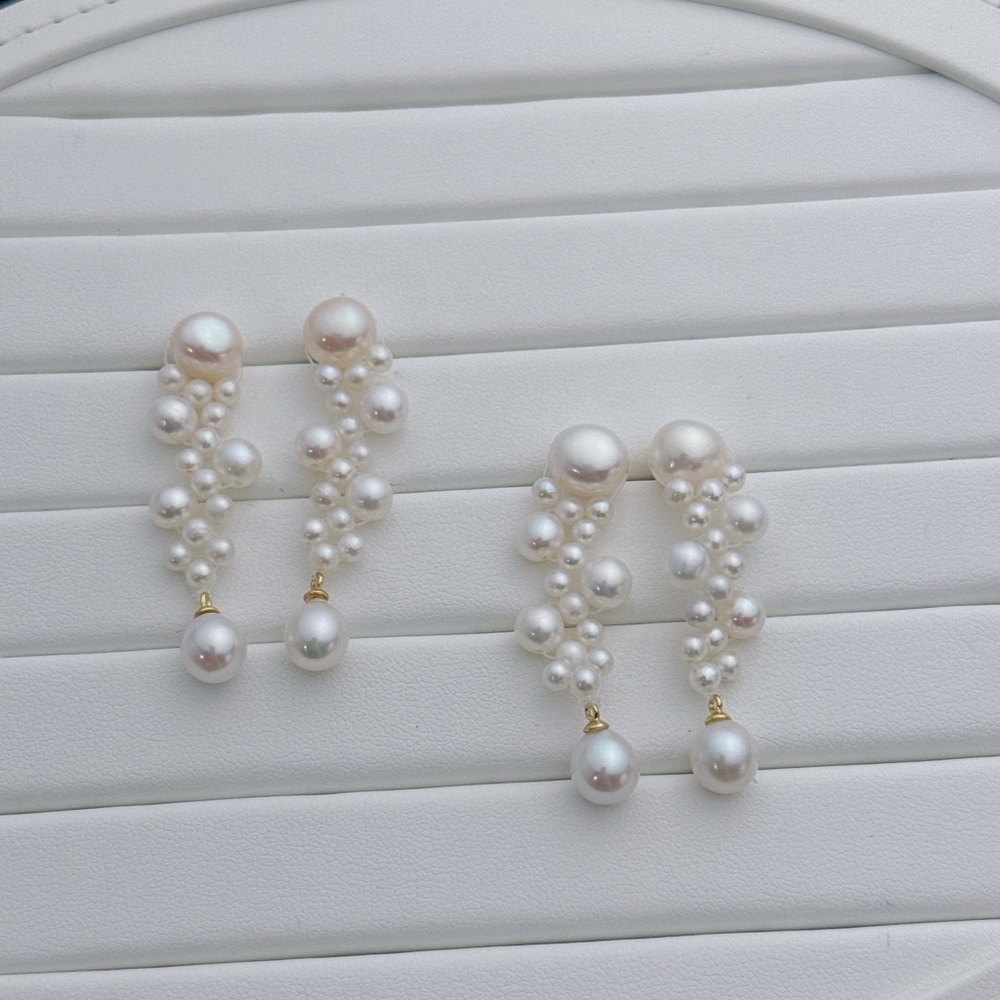 E202 Handmade Freshwater Pearl Braided Earrings